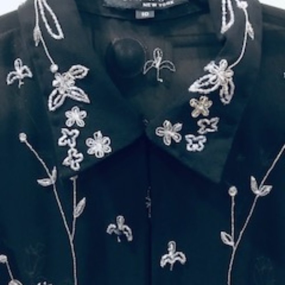 J KARA NY Sheer Embellished Formal Blouse - Picture 2 of 8